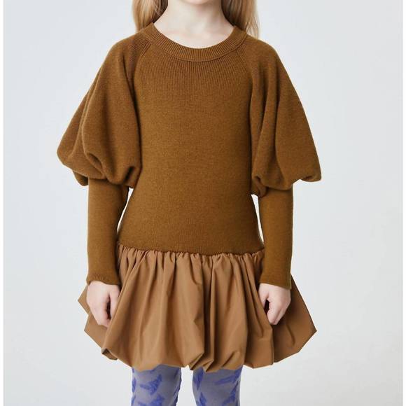 NEW JNBY kids knit puffer sweater dress in brown - Picture 1 of 4
